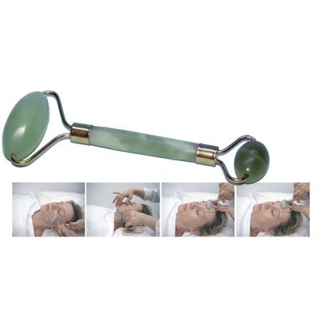 Jade massage roller for facial rejuvenation - 2 heads